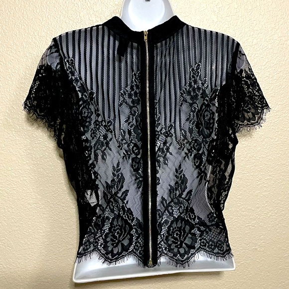 Windsor Black Mesh/Lace Top large - Picture 2 of 6
